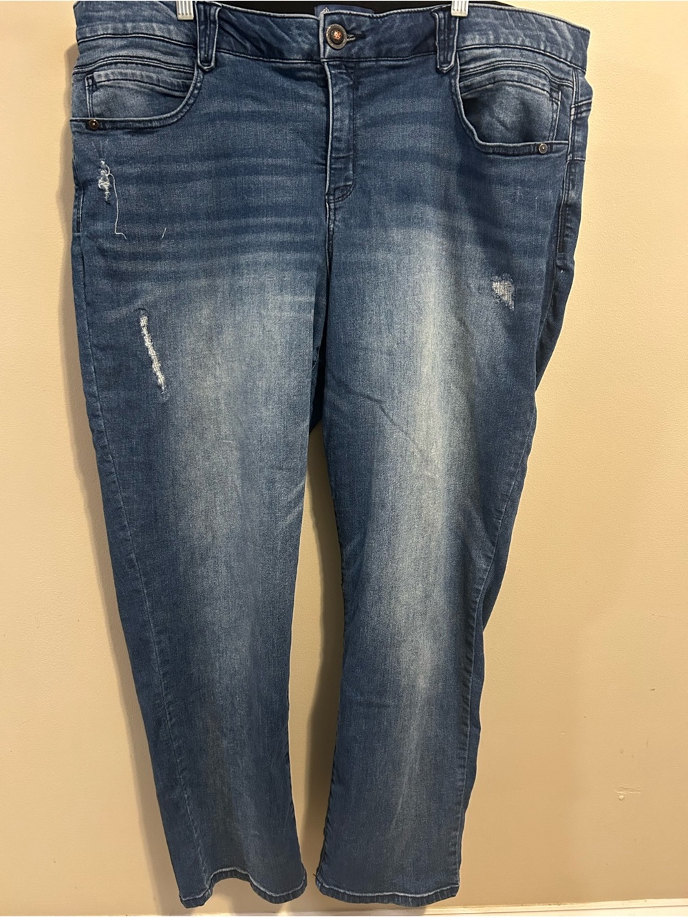 Democracy Absolution Straight Leg Jeans Womens 22W Plus Blue Distressed Stretch